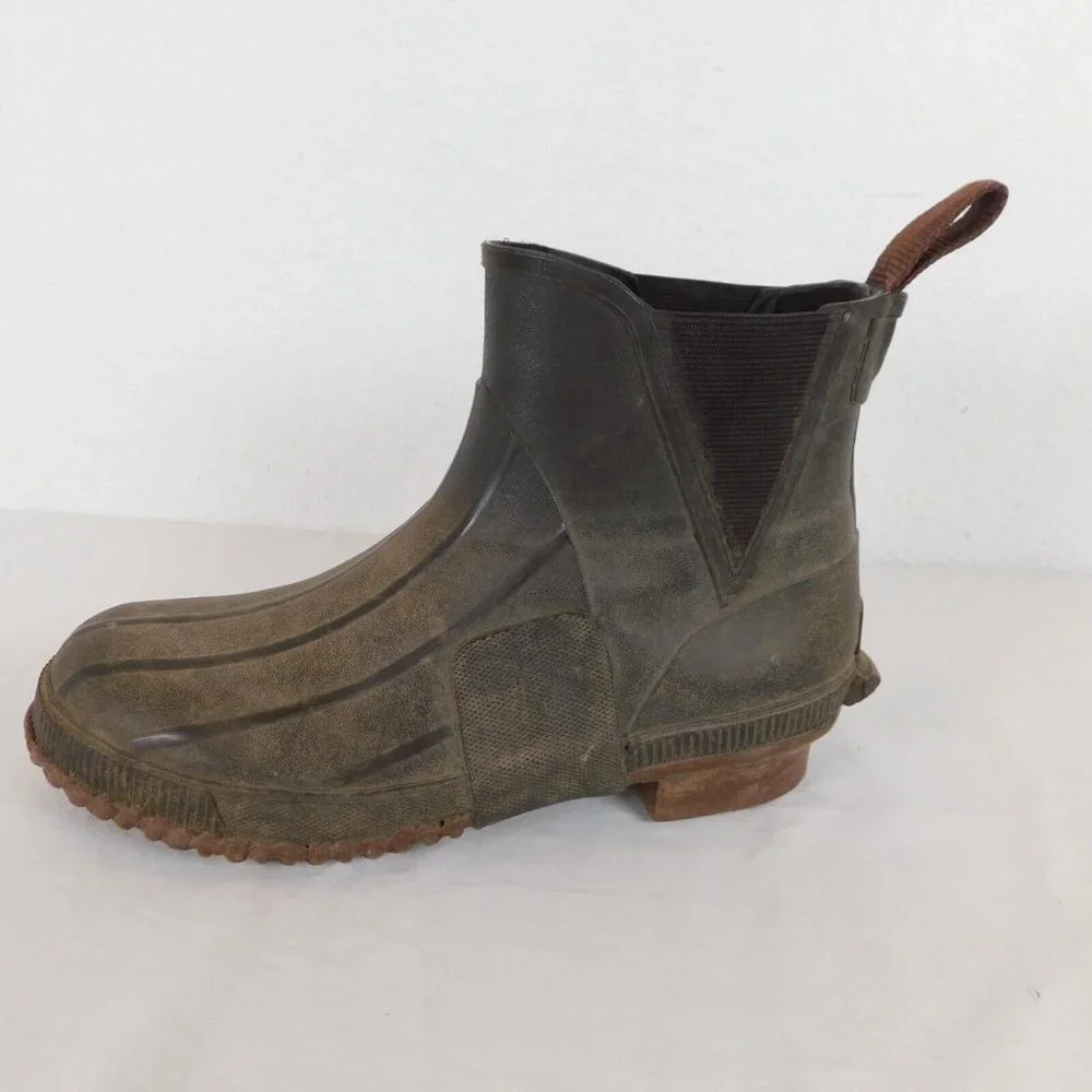 Cabela's Thinsulate Steel Shank Pull On Rubber Work Boots Waterproof Men size 8